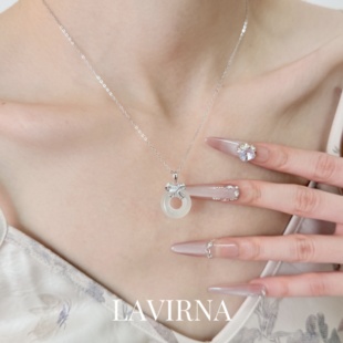 LAVIRNA s999纯银蝴蝶结平安扣项链女款 2025新款 锁骨链小众轻奢款