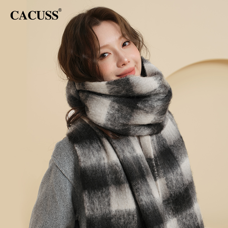 秋冬氛围感格子围巾加厚保暖