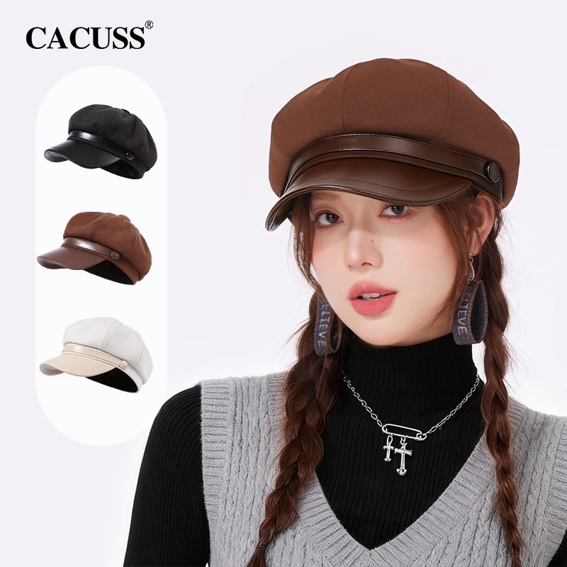 CACUSS贝雷帽女秋冬复古八角画家帽韩系时尚帽子通勤约会潮流单品