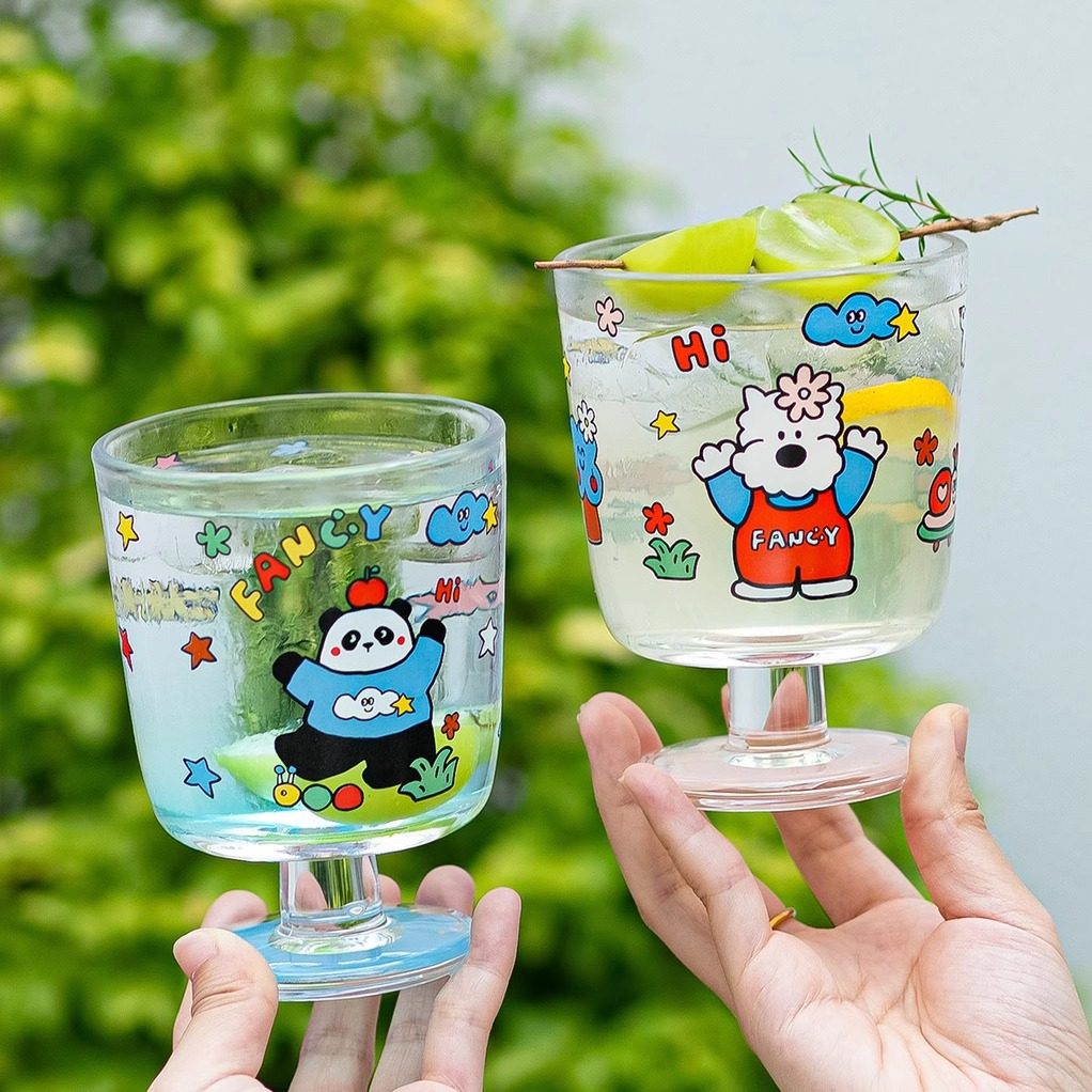 高脚酒杯可爱酒杯高脚杯红酒杯玻璃水杯网红果汁杯闺蜜对杯送礼物,餐饮具,玻璃杯,淘宝优惠券,粉丝福利购,淘宝优惠卷