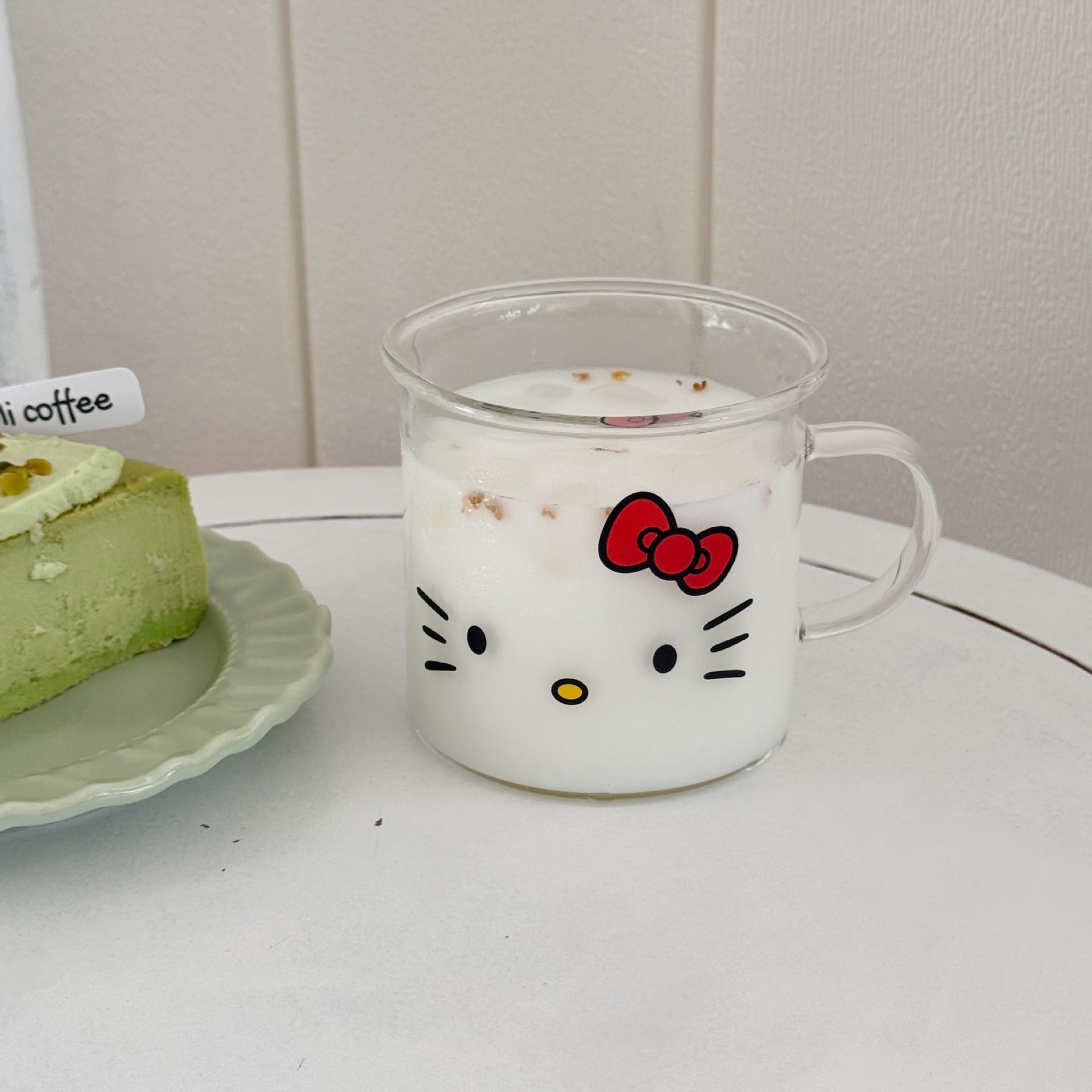 ins风高颜值KT表情可爱卡通玻璃杯早餐牛奶杯咖啡杯果汁杯学生杯