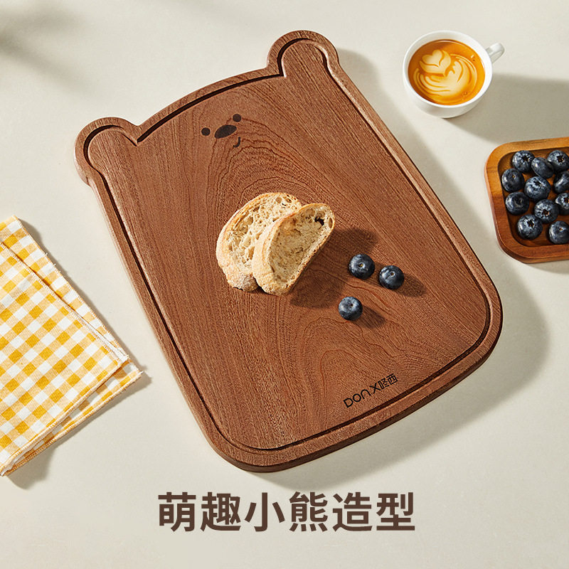 超可爱~小熊乌檀木整木菜板厨房放茶具水杯水果萌趣宝宝辅食砧板