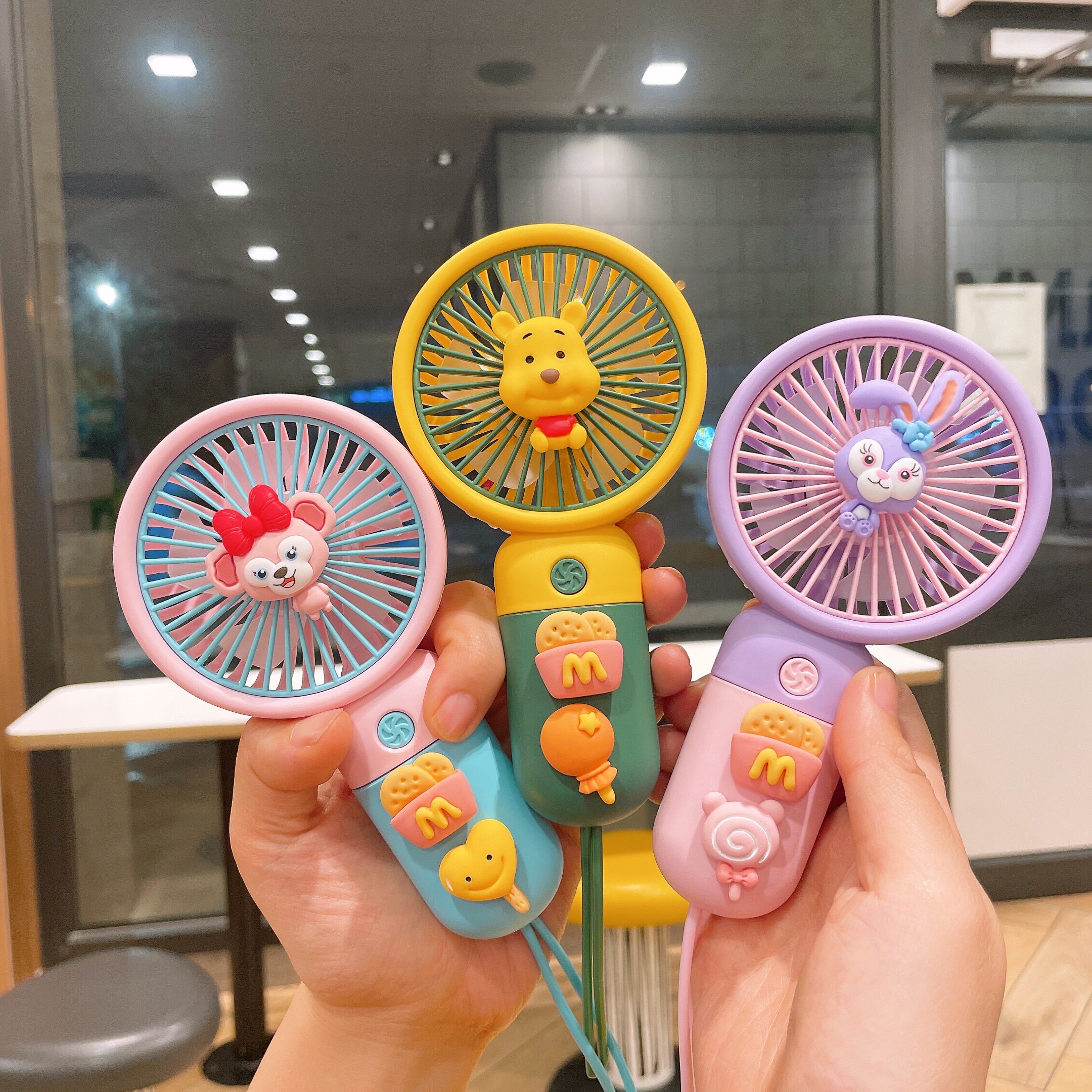 卡通网红手持小风扇usb可充电大风力迷你便携式静音学生女电风扇