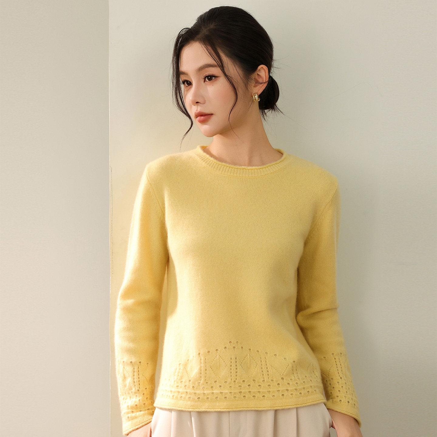 100%山羊绒女针织衫轻奢秋冬