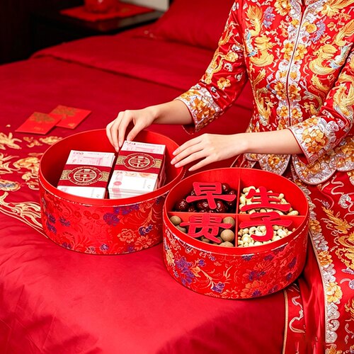 锦婚记订婚双层提篮聘礼现金盒子