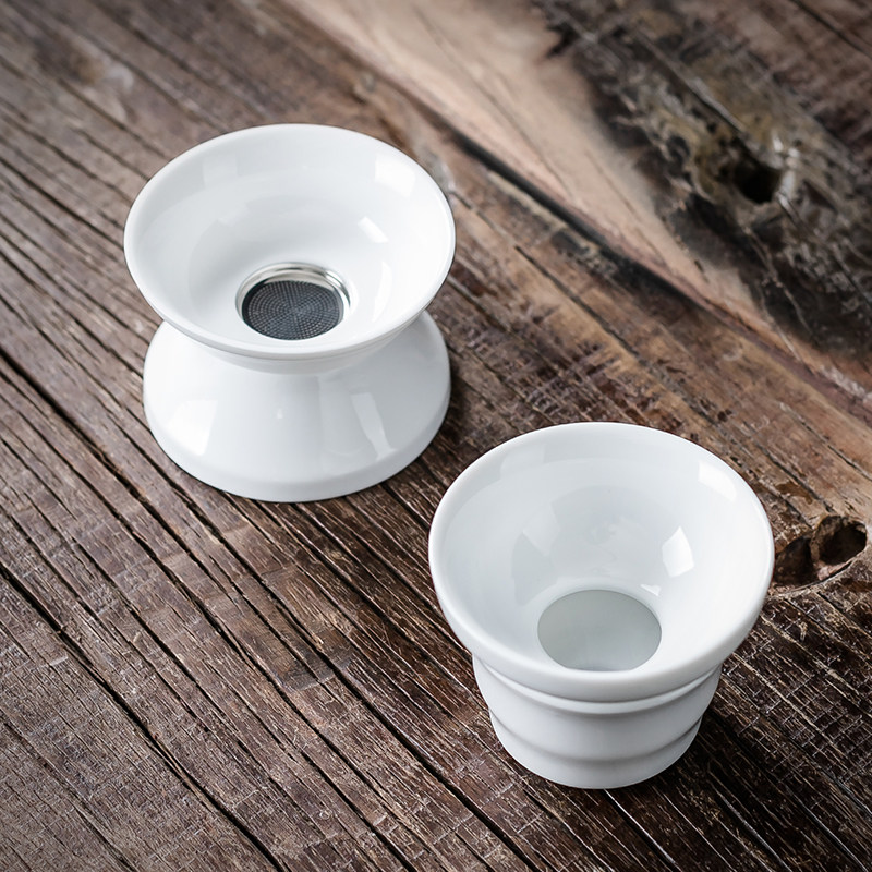 羊脂玉白瓷茶漏组功夫茶具茶滤网陶瓷打孔过滤器茶叶茶隔泡茶工具