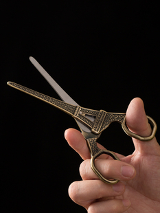 中式复古家用小剪刀 茶道配件手工剪纸刀 不锈钢茶叶袋包线头剪子