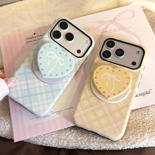 韩系爱心磁吸支架防摔苹果手机壳