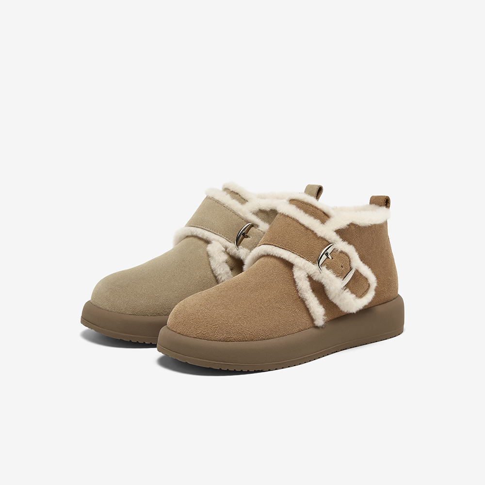 百思图2025冬季新款毛毛鞋棉鞋时尚简约户外休闲女休闲鞋W0931DM5