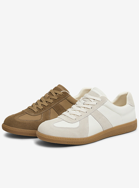 百思图2025春季新款舒适复古经典德训鞋平底男运动休闲鞋32706AM5