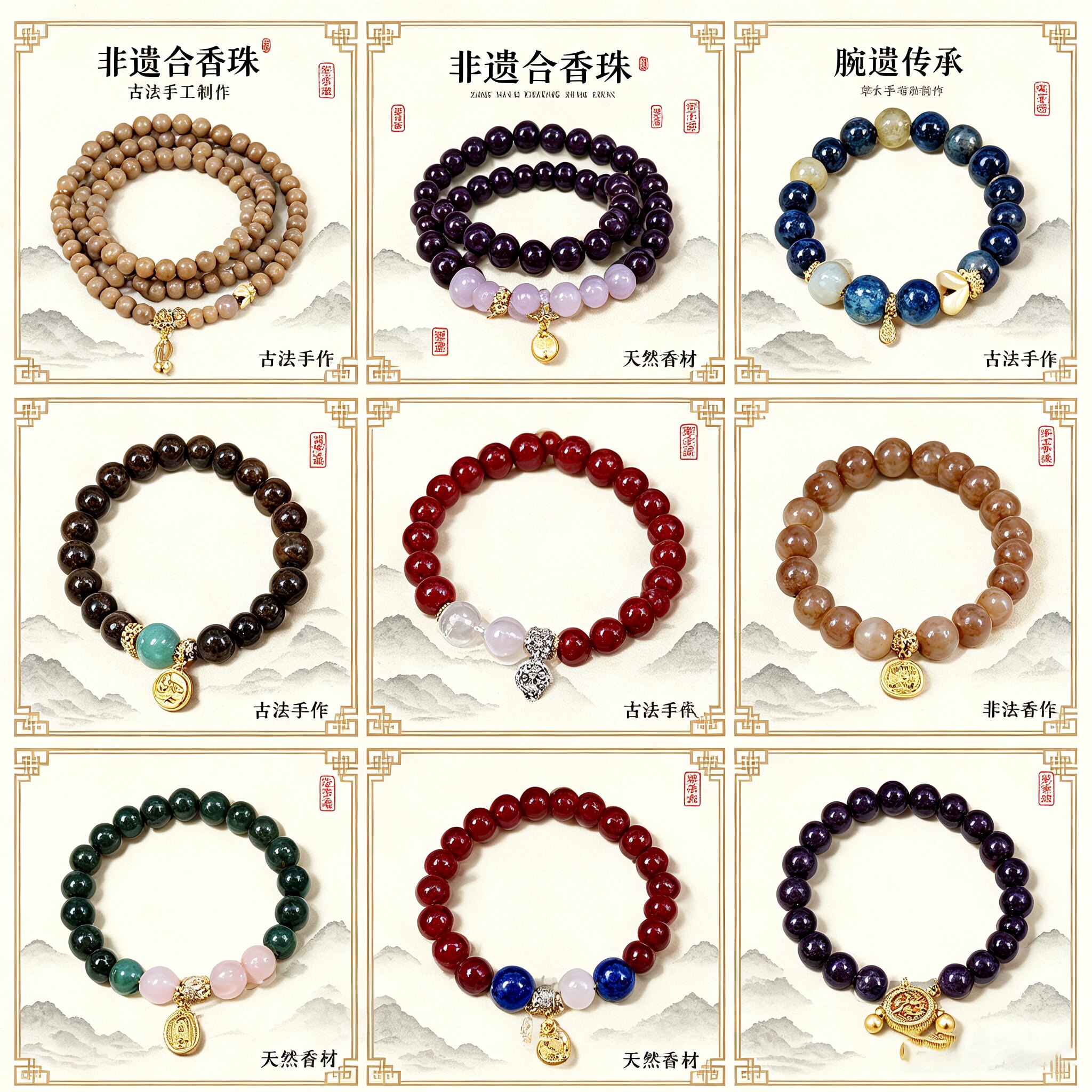 非遗古法手工纯天然中药香珠手串