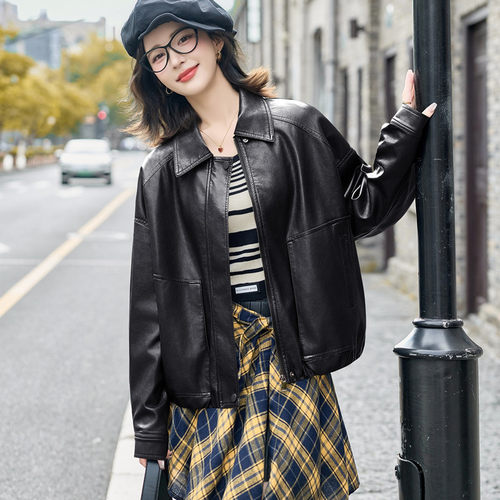 海宁真皮绵羊皮衣外套女短款