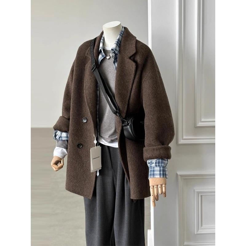 双面羊绒大衣女短款2025年秋冬新款高端韩版宽松小个子羊毛呢外套