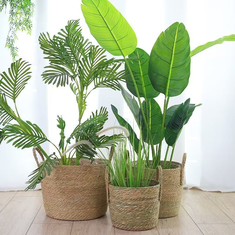 网红法式花艺七夕抱抱桶花篮超大防水草编手提插花盆大号篮子花束