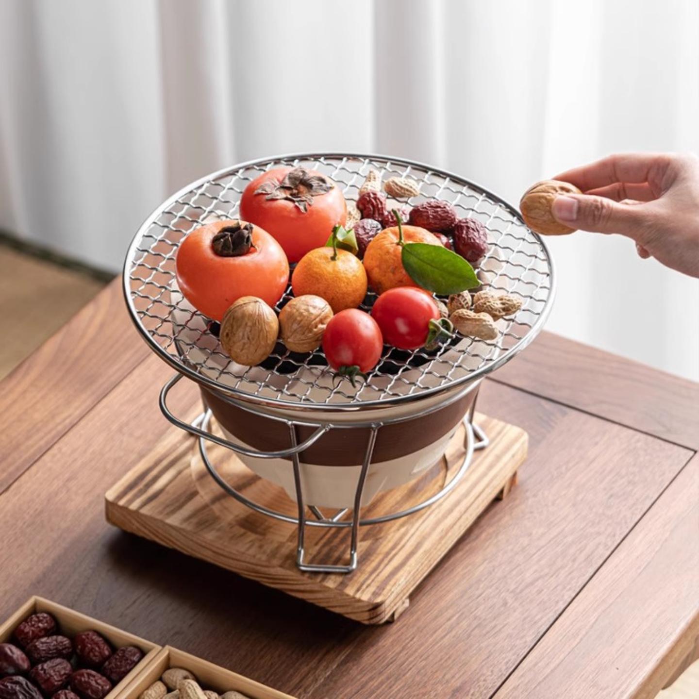 围炉煮茶炭炉烧烤炉架子取暖碳炉户外烤火盆家用室内陶土打边炉