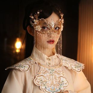 面纱古风面具舞会女半脸化妆神秘感遮脸性感汉服国风面饰异域头饰