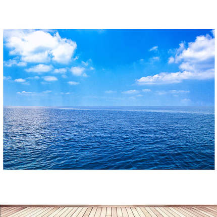 蔚蓝的天空晴天青天蓝天白云客厅卧室墙贴装饰画青空晴空自粘9
