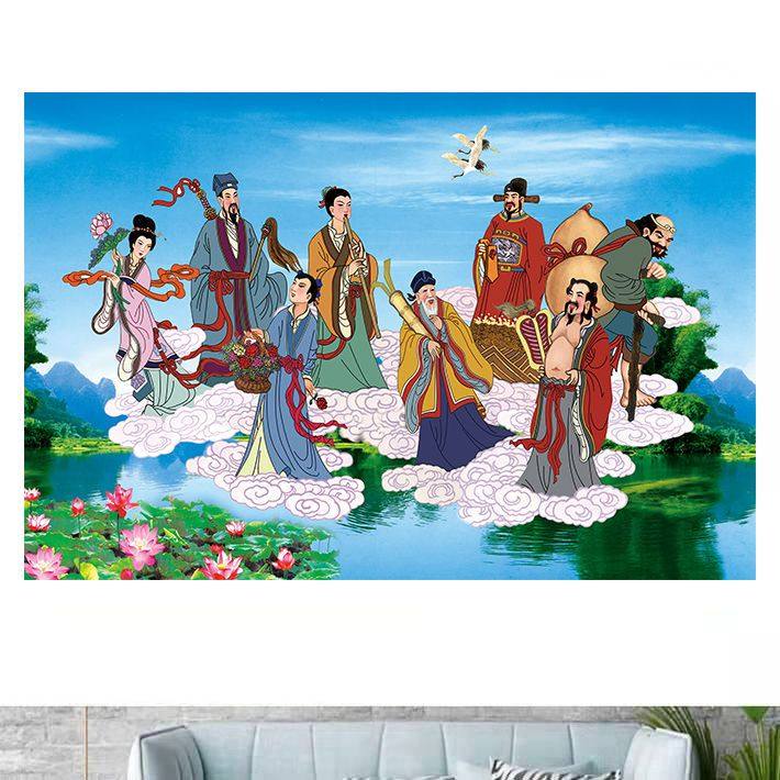 八仙过海中堂画八仙图贴画客厅装饰年画海报风水画招财海报墙画2