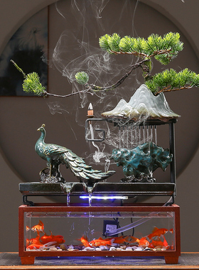 鱼缸电视柜茶几艺术品流水摆件