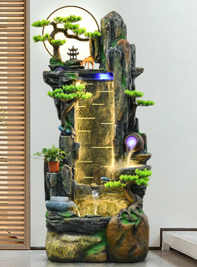 玄关客厅禅意中式落地循环水摆件