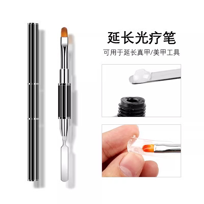 厂家直销美甲双头笔钢推延长取胶笔多功能光疗甲取胶雕刻压花笔刷