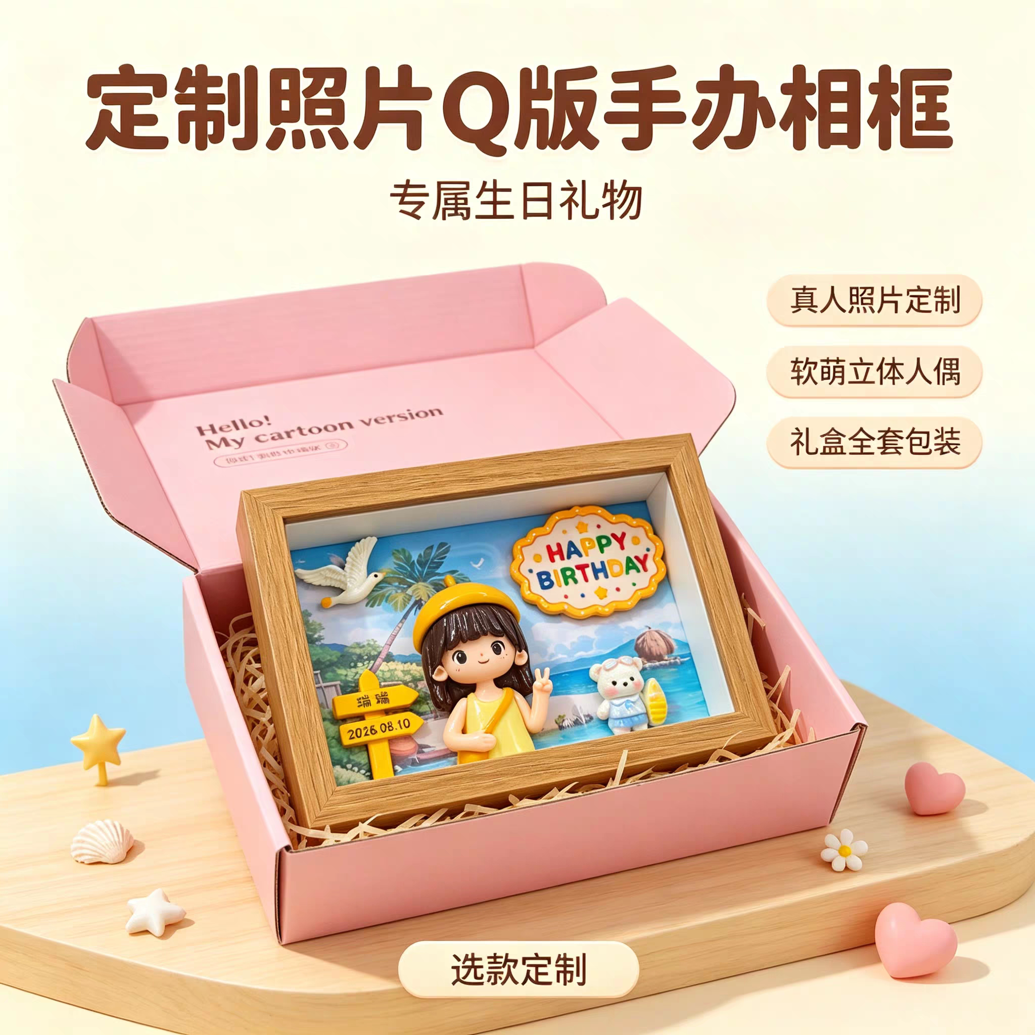 照片定制人像软陶diy小人偶手办摆件相框送男女朋友闺蜜生日礼物