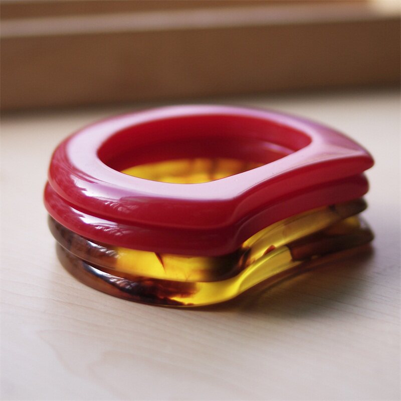 新款两色d型加厚亚克力大理石纹红色正能量手挽diy包配件提手柄15