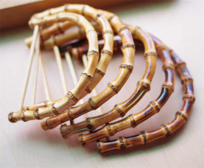 새로 도착한 D 형 골동품 대나무 손으로 감싼 DIY 가방 액세서리 핸들 패브릭 짠 가죽 한 쌍 18위안