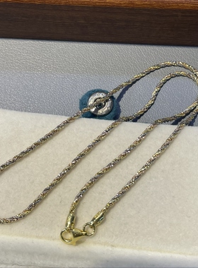 意大利进口925银双色扭麻花链可调节项链 个性百搭时尚锁骨链