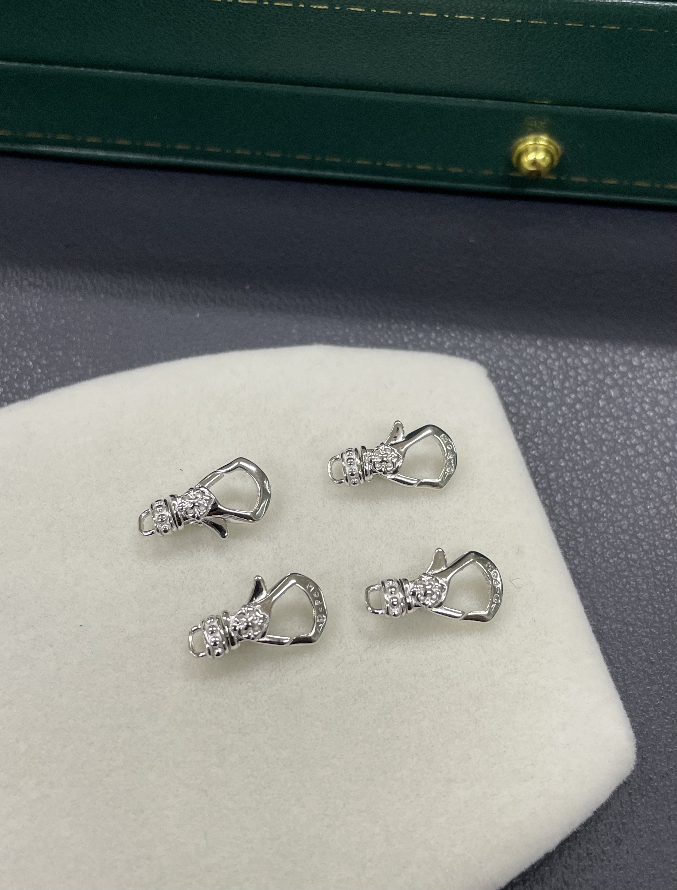 S925银镀白金万能扣 十字花复古手工扣 个性百搭DIY银扣