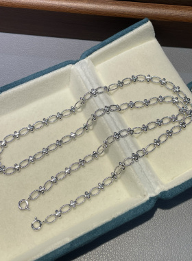 S925银意大利工艺小旦圈哑铃双扣项链 个性百搭时尚款套链