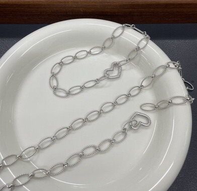 S925银镀白金麻花旦形圈粗款链多功能任意扣手链时尚款可拼接项链