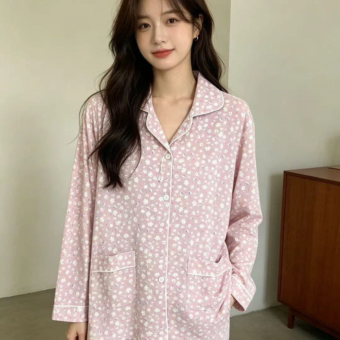 娇思蓓2026新款仿棉小碎花睡衣女士妈妈家居服套装可外穿开衫长袖