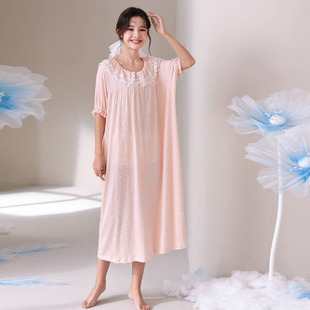 莫棉盼你美半袖短袖裙子内置胸垫纯色家居服2026新款睡裙女款睡衣
