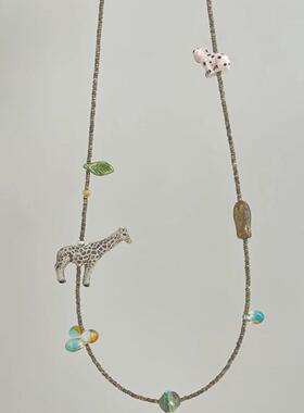 Lotu earrings-非洲大草原长颈鹿串珠项链