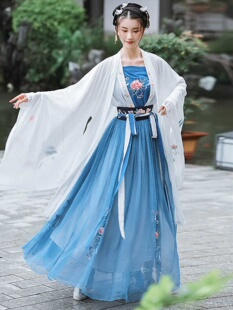 汉服女中国风齐腰襦裙 超仙飘逸广袖流仙裙 日常可穿古风全套古装