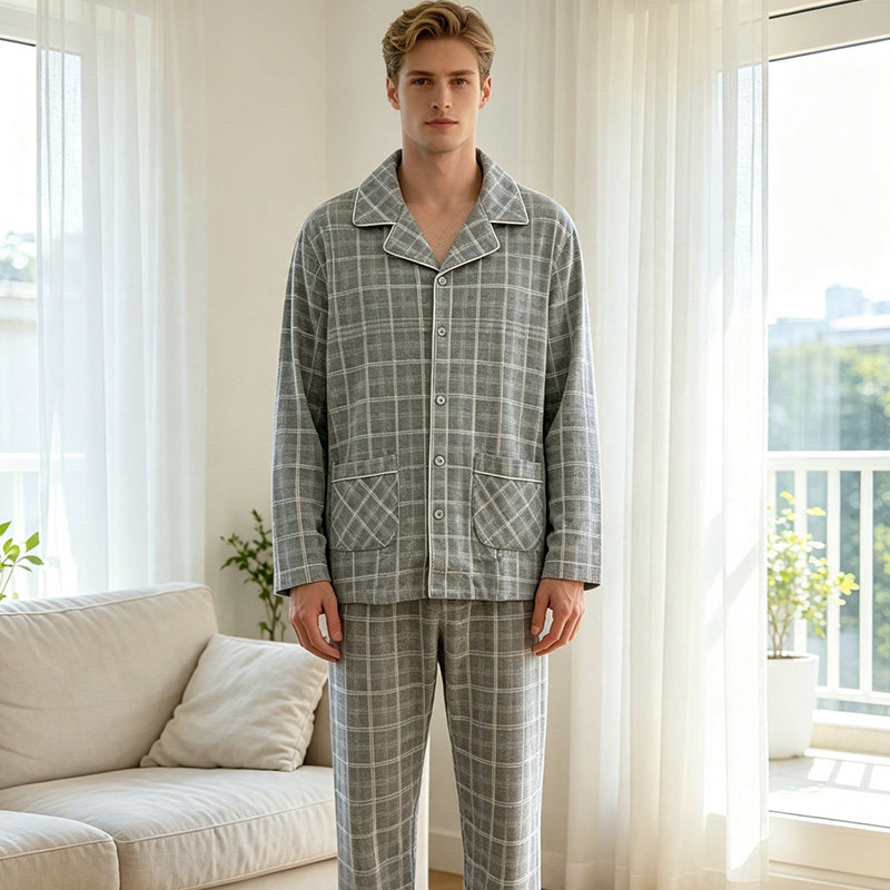 绮瑞男士冬季加厚磨毛保暖家居服