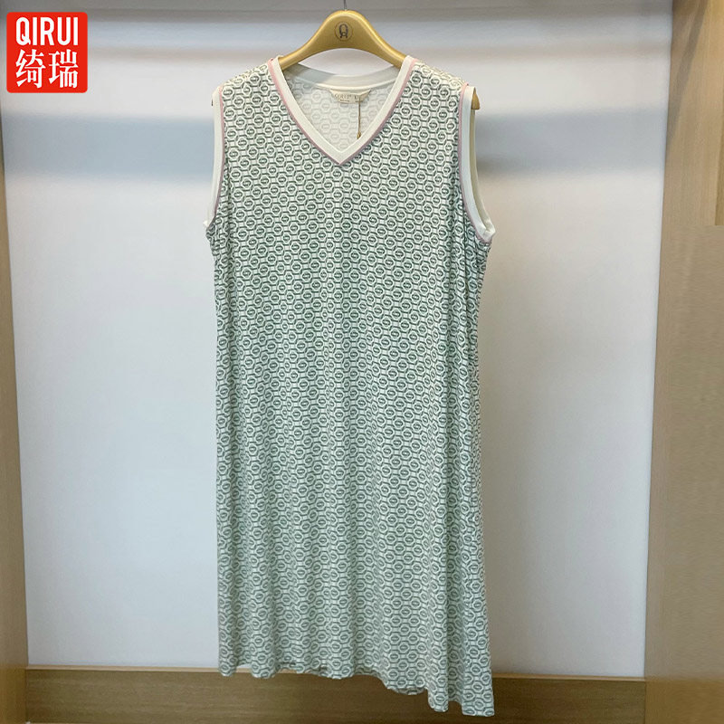 绮瑞睡衣夏季新品女士莫代尔背心睡裙宽松大码女夏凉快无袖连体裙