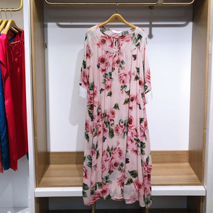绮瑞女士夏季 休闲微透家居服女睡衣 海滩风睡裙时尚 印花女宽松大码