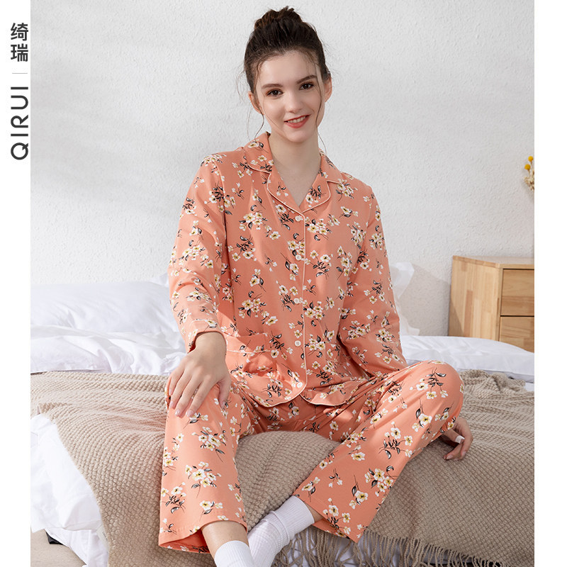 绮瑞中年妈妈针织纯棉休闲睡衣