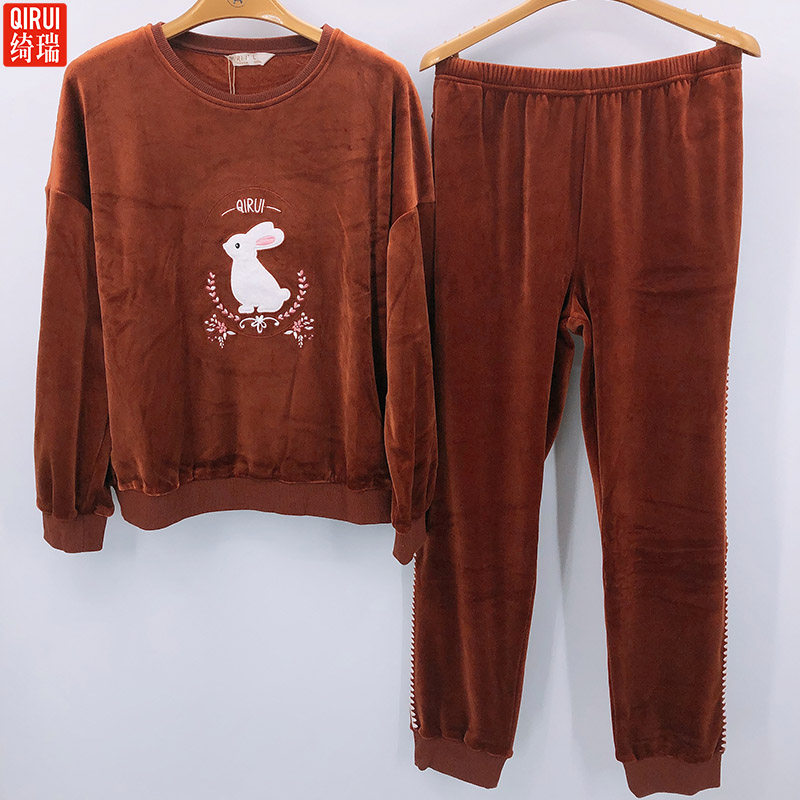 绮瑞冬季珊瑚绒套头保暖家居服
