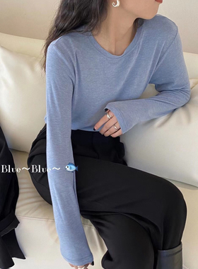 温柔万搭 好软糯亲肤圆领长袖T恤显瘦打底衫女基础百搭修身上衣秋