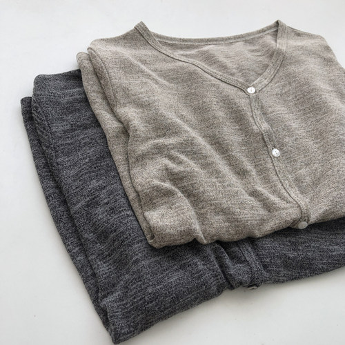 杂色薄款显瘦长袖开衫夏季女V领排扣纸片防晒空调外套