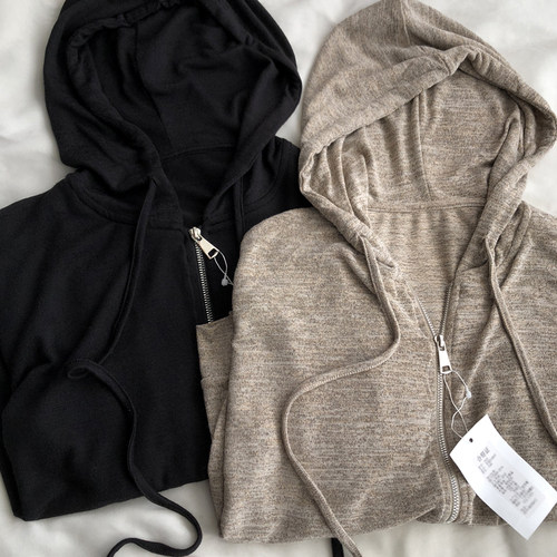 软软薄款拉链开衫外套女