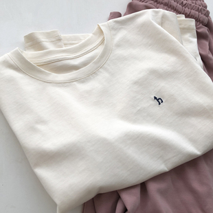 tee上衣夏季 奶芙米舒适透气棉短袖 T恤正肩显瘦佰搭简约打底衫