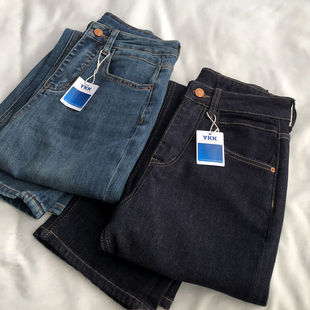 防褪色皮标牛仔裤早春新款高腰百搭韩版显瘦直筒裤