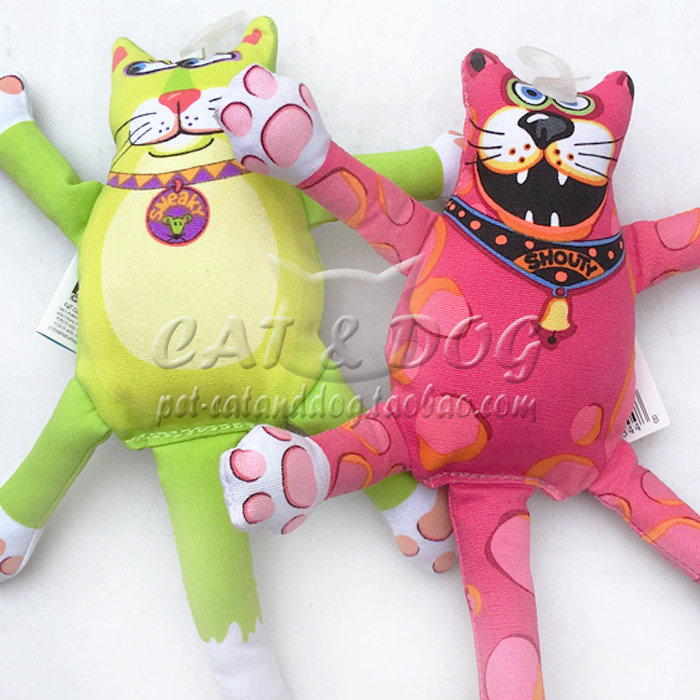 fatcat宠物狗玩具小猫公仔红猫绿猫泰迪宠物帆布耐咬比熊互动玩具