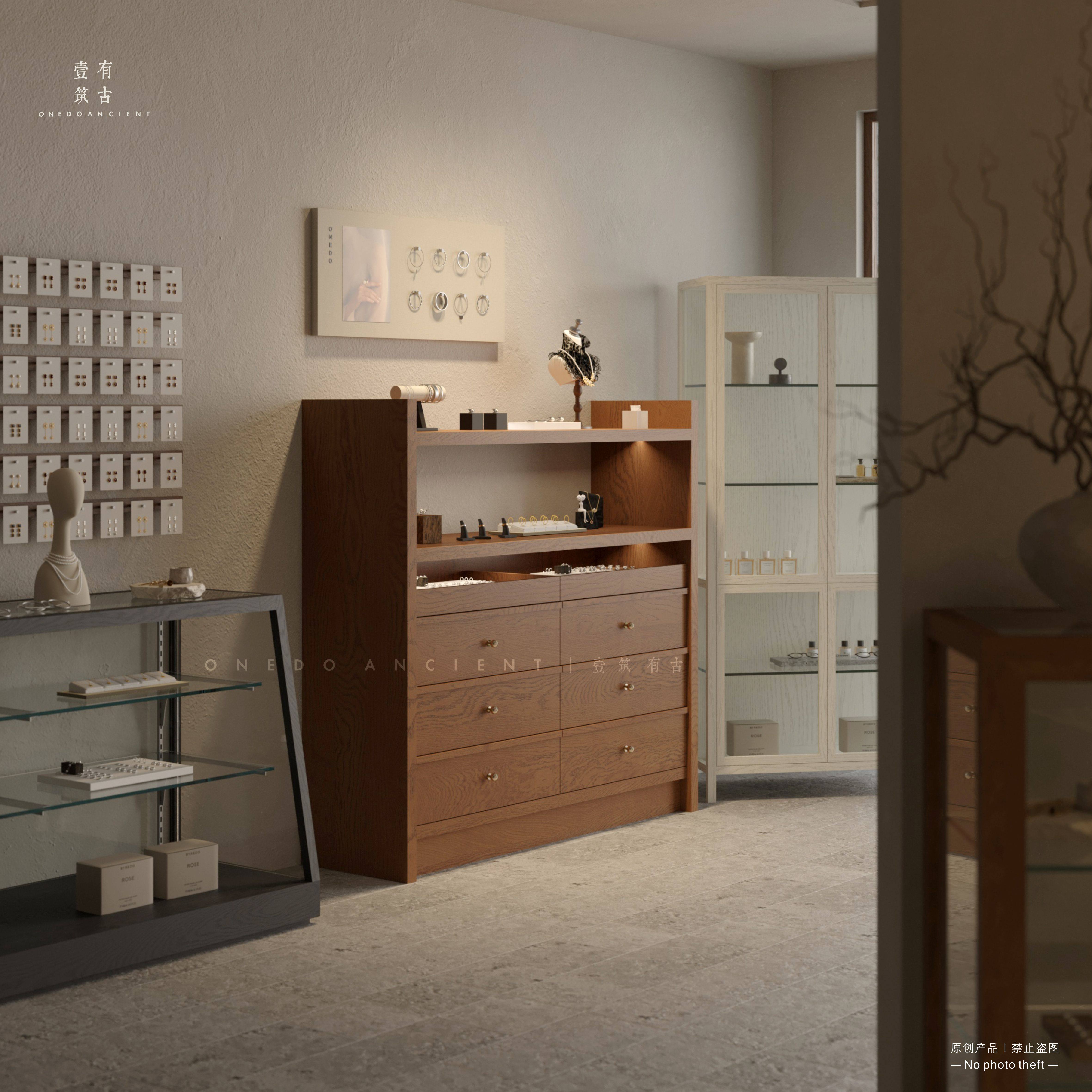 饰品店展示柜多层中岛柜复古靠墙陈列柜流水台网红店饰品首饰展台