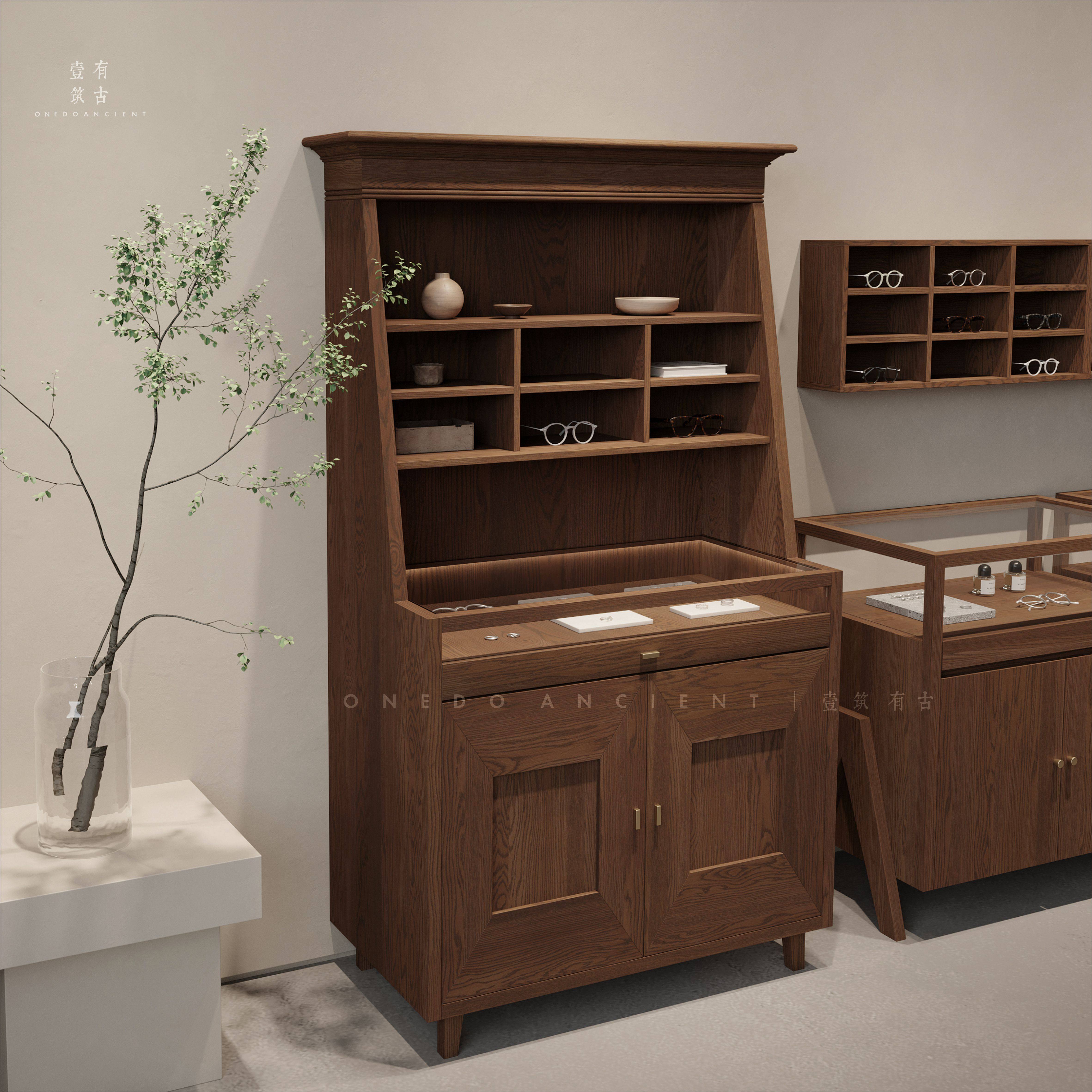 木质多格柜眼镜柜饰品珠宝文物收藏品玉瓷器古董展示柜博物馆靠墙