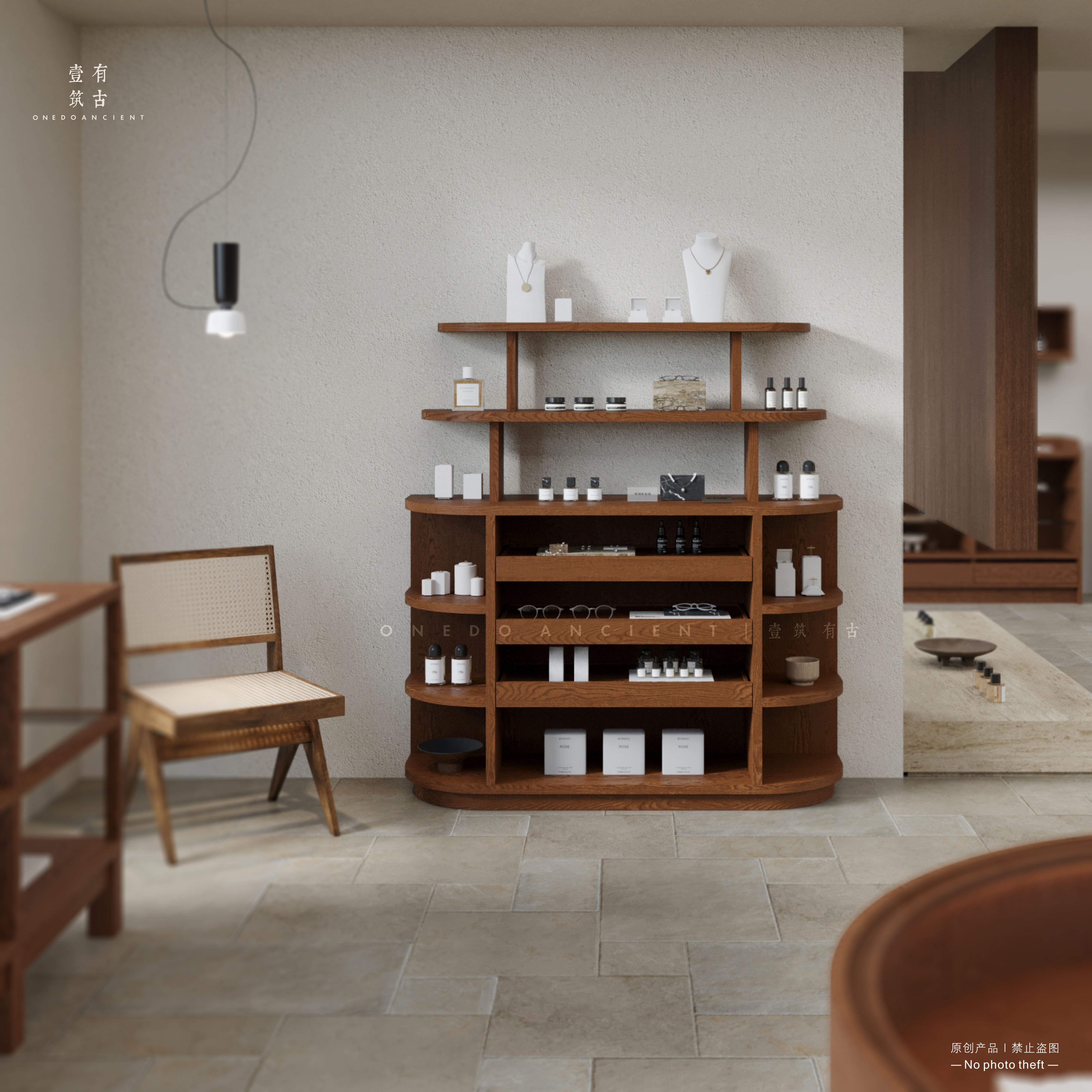 饰品店复古多层圆弧中岛柜首饰多格陈列柜展示柜靠墙摆件置物展台